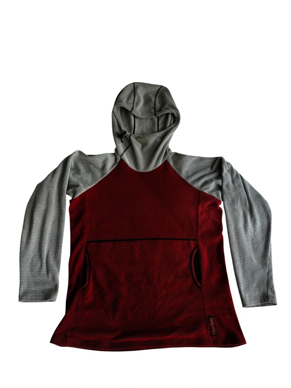 Melanzana Microgrid Hoodie - Burgandy & Gray - Womens Large